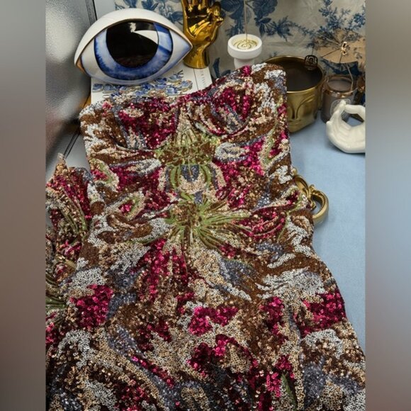 🆕 BRONX & BANCO 🧿 NWOT Dahlia Fuchsia Multi Sequin Maxi Dress, Sz XS US 2 - Picture 13 of 15